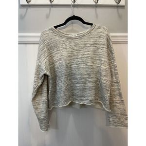 No Less Than Sweatshirt Women's Large Gray Pullover Cropped Soft Athleisure